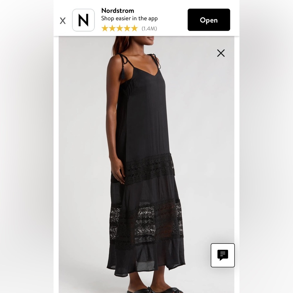 Elan Black Maxi Dress - Lace Tie Strap Cover-Up Maxi Dress